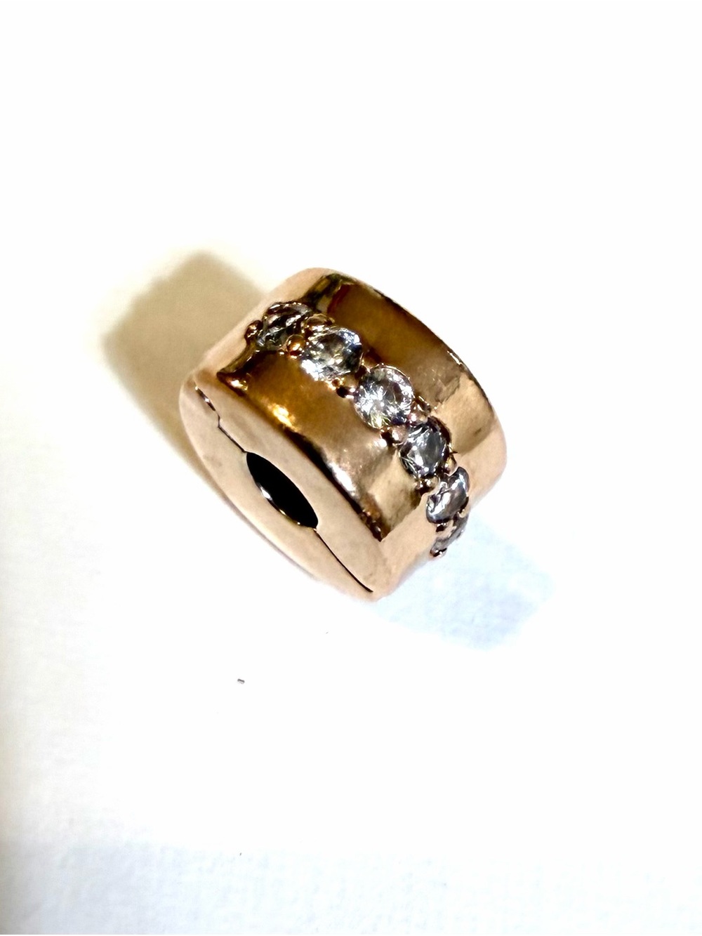 Pandora Rose Gold Plated Clear CZ Sparkling Row Clip Bead Charm